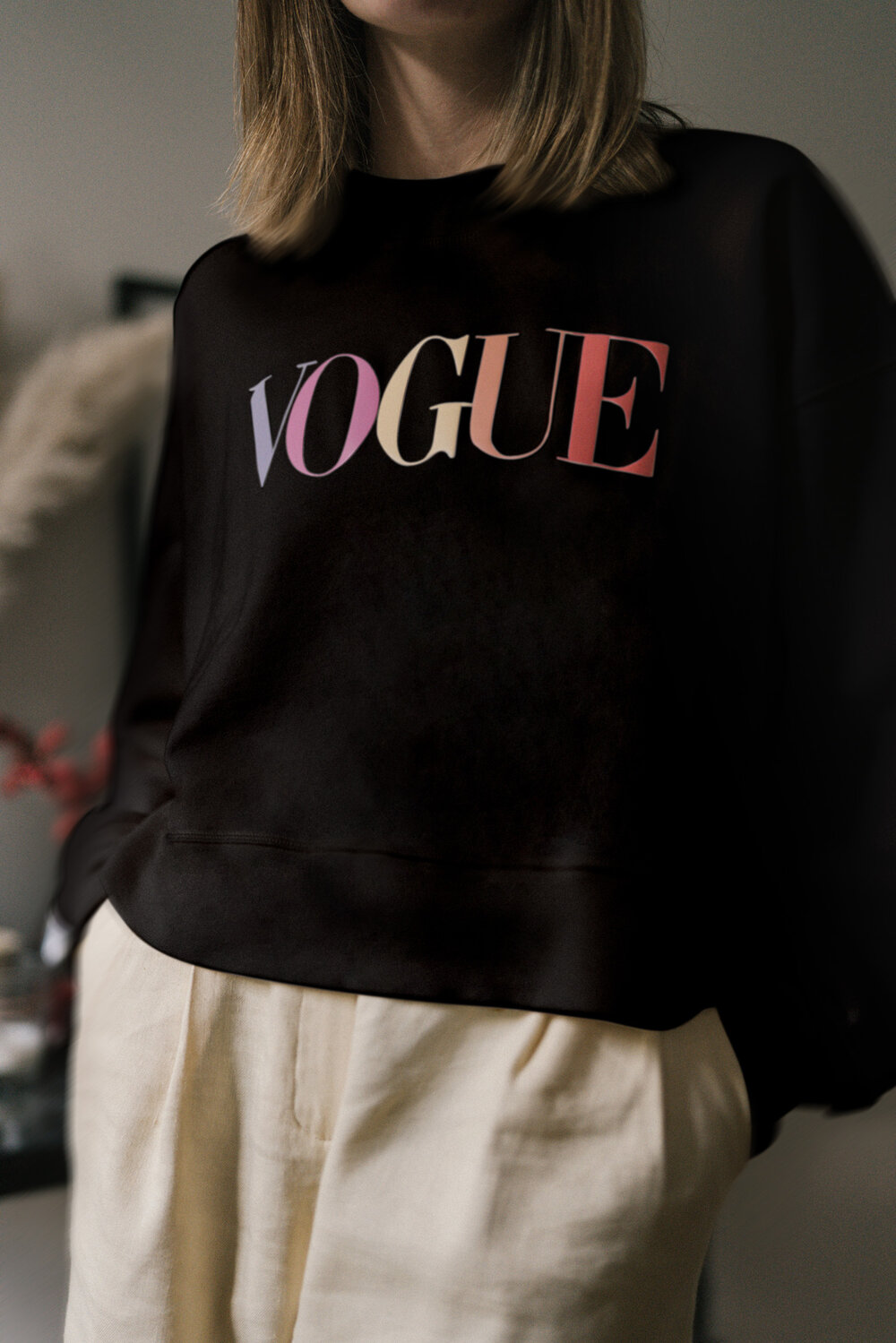 Vogue Cropped Sweater schwarz Gr. M