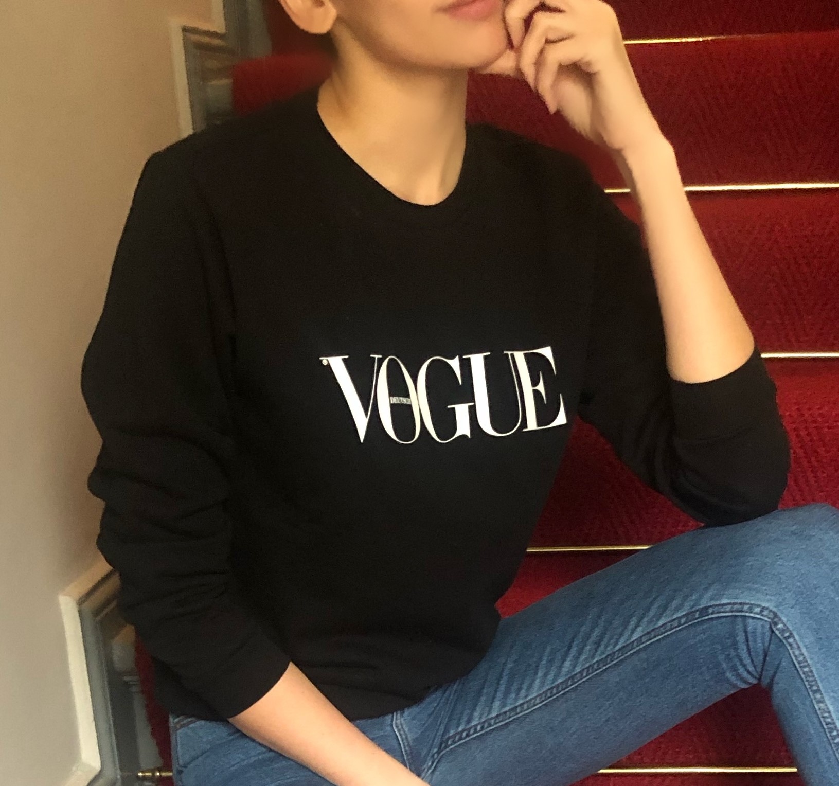 VOGUE Sweater schwarz/weiß, XL