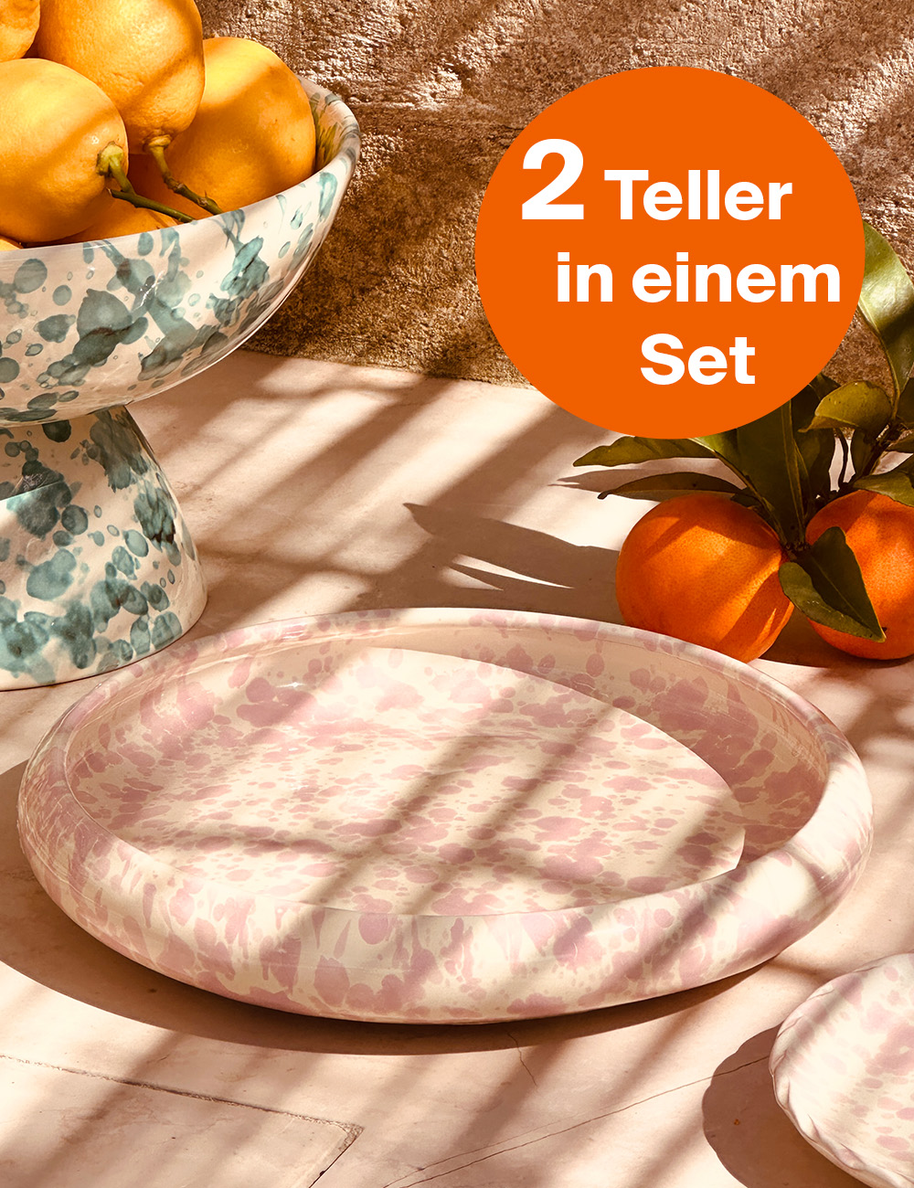 Studio Riviera Frisbee Teller Schizzato "ROSATO"  - 2 St&uuml;ck