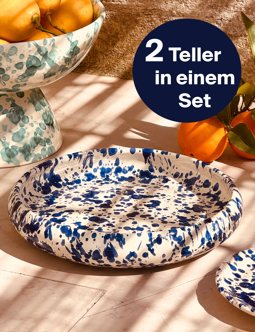 Studio Riviera Frisbee Teller Schizzato "BLU"  - 2 St&uuml;ck