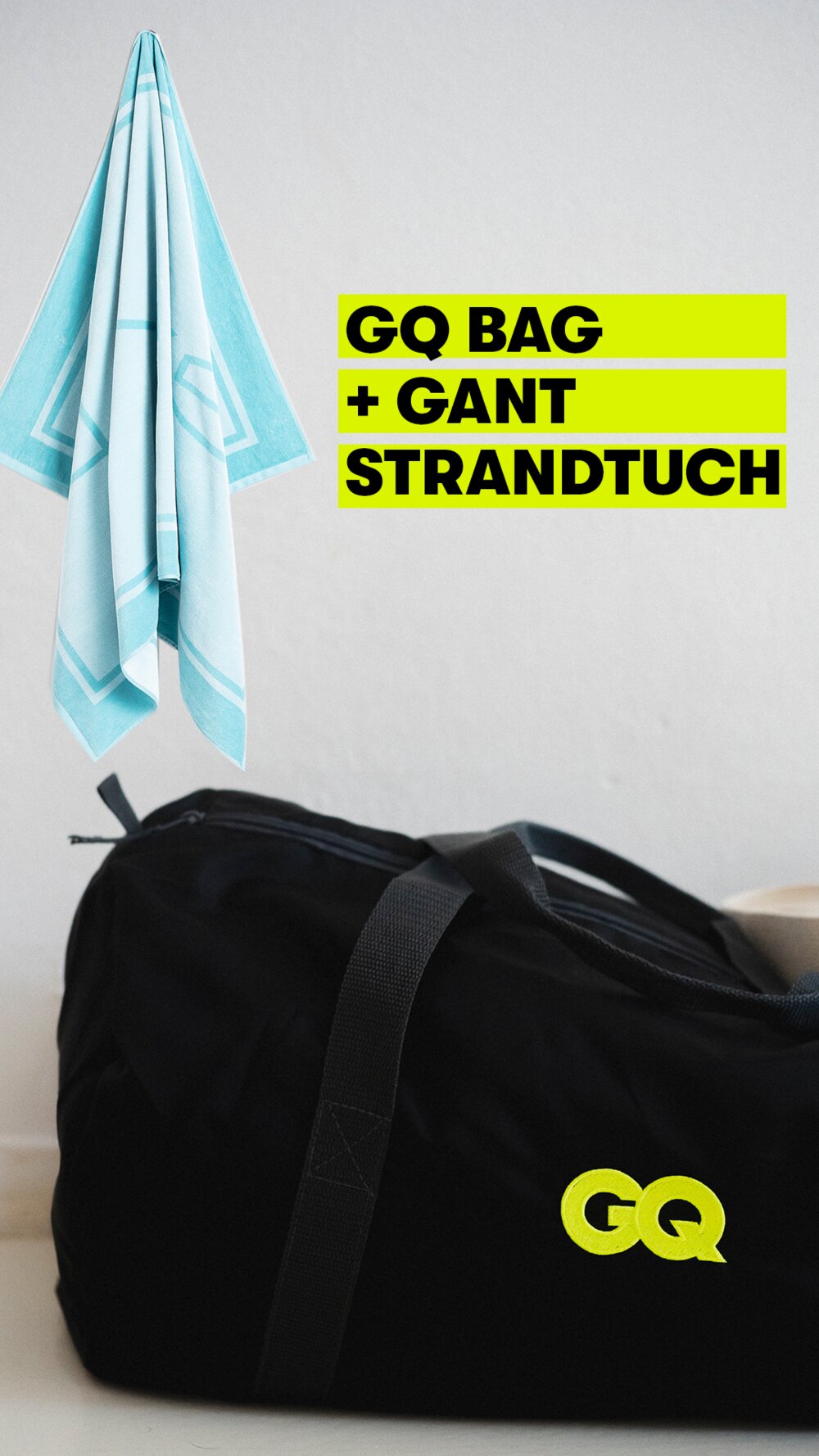 GQ Bag + Gant Strandhandtuch blau