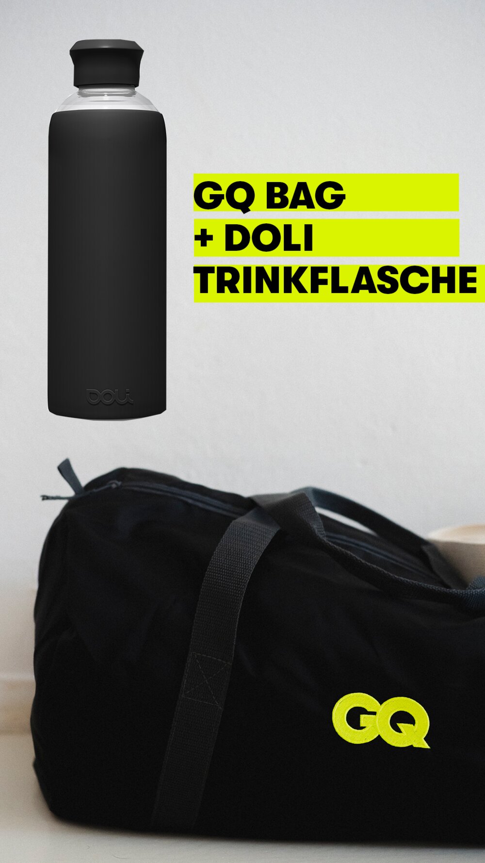 GQ Bag + Doli Trinkflasche Black 0,5 l 