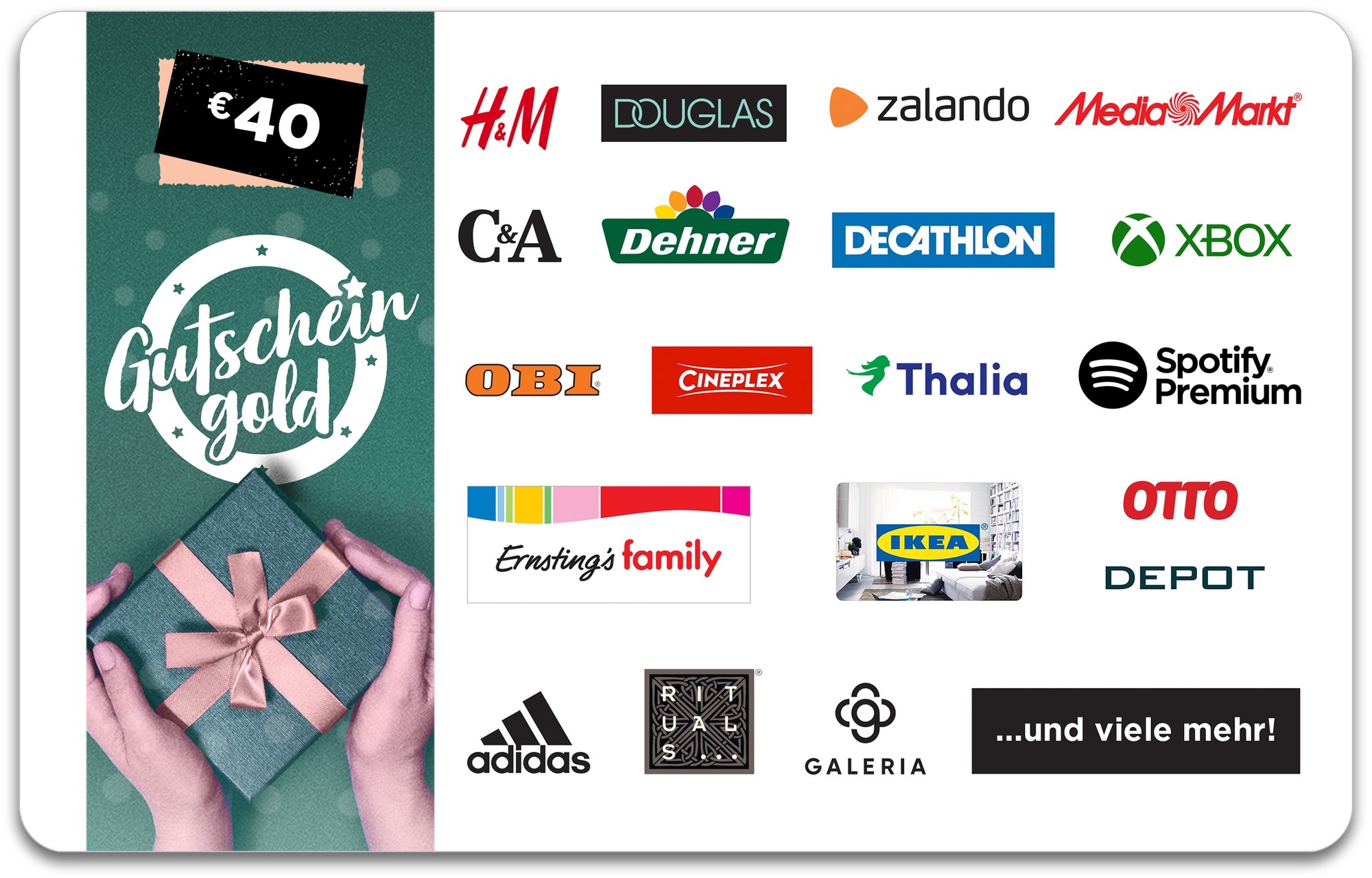 40,&ndash; &euro; GUTSCHEINGOLD Universal-Gutschein